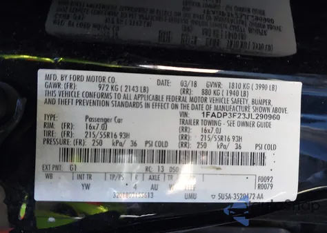 2018 Ford Focus Se from USA, damaged, VIN 1FADP3F23JL290960